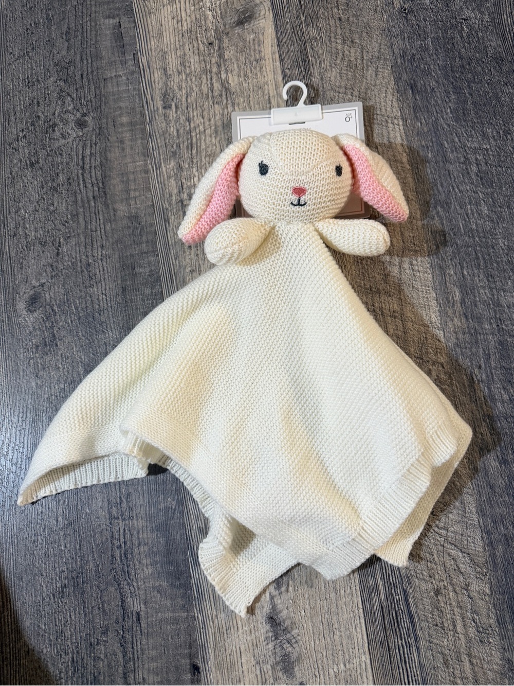 Modern Baby Bunny Snuggle Blankie Lovey Cream Pink Knit Security Blanket NWT